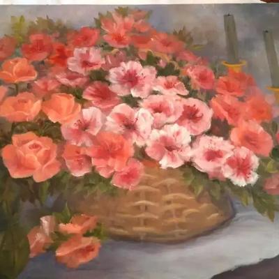 Original Oil Painting "Roses and Azaleas"
