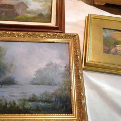 Home and Nature Original Oil Paintings, 3 Pieces 