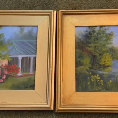 Water and Home Original Oil Paintings, 2 Pieces