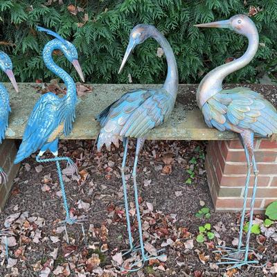 Metal Blue Heron Lawn Ornaments