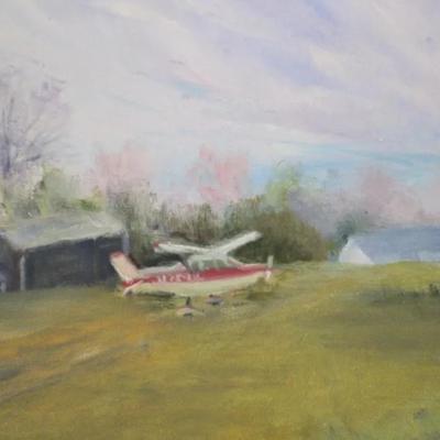Original Oil Painting, Airplane