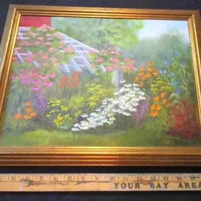 Flowers in Garden and Bouquet Original Oil Paintings, 2 Pieces