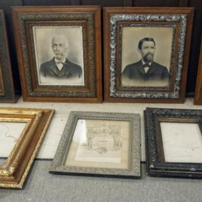 Sale Photo Thumbnail #220: 1220	GROUP OF ASSORTED FRAMES AND ANCESTOR PHOTOS, LARGEST APPROXIMATELY 50 IN X 34 OD, SOME LOSS TO FRAMES
