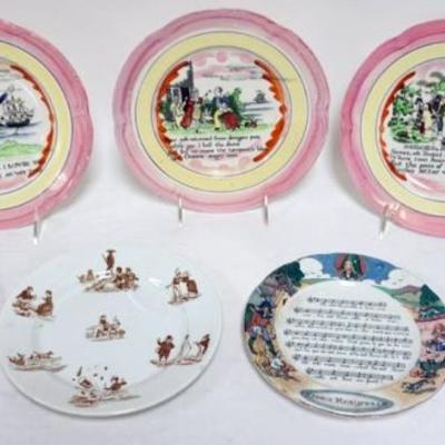 Sale Photo Thumbnail #44: 1044	GROUP OF ASSORTED ANTIQUE TRANSFERWARE CHILDRENS PLATES, SOME WITH LOSS
