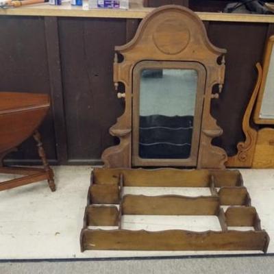 Sale Photo Thumbnail #219: 1219	GROUP OF ASSORTED FURNITURE WITH MIRRORS, HANGING WALL SHELF AND SMALL FOLDING TABLE
