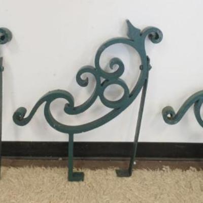 Sale Photo Thumbnail #243: 1244	3 WROUGHT IRON METAL ARCHITECTUAL PIECES EACH APPROXIMATELY 21 IN X 2 IN X 28 IN H
