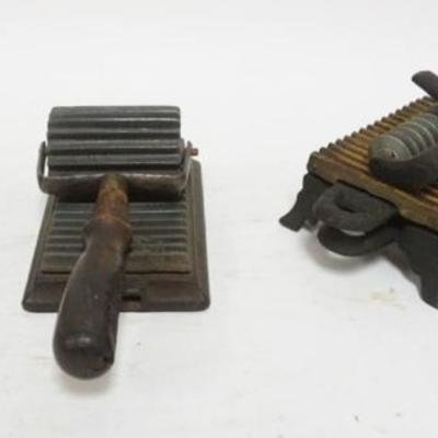 Sale Photo Thumbnail #93: 1093	GROUP OF 3 FLAT IRON FLUTTERS, 1 WITH PATENT DATE 1866, LARGEST APPROXINATELY 6 IN X 6 IN X 3 1/2 IN H
