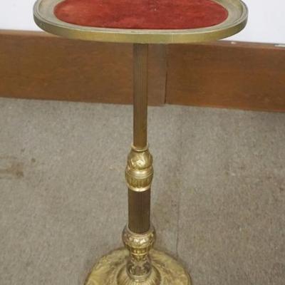 Sale Photo Thumbnail #206: 1206	ORNATE BRASS STAND WITH INSET VELOR TOP, APPROXIMATELY 16 IN X 13 IN X 39 IN H
