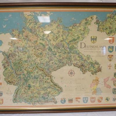 Sale Photo Thumbnail #233: 1234	FRAMED MAP *DEUTSCHLAND* 1937, APPROXIMATELY 50 IN X 38 IN
