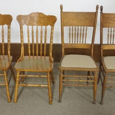 Sale Photo Thumbnail #182: 1182	2 PAIRS OF PRESSED BACK OAK CHAIRS
