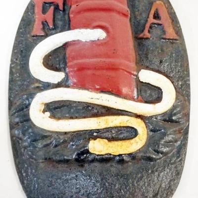 Sale Photo Thumbnail #50: 1050	CAST IRON FIRE MARKER, APPROXIMATELY 10 1/2 IN X 7 IN
