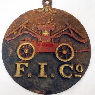 Sale Photo Thumbnail #52: 1052	CAST IRON FIRE MARKER, APPROXIMATELY 13 IN X 12 IN
