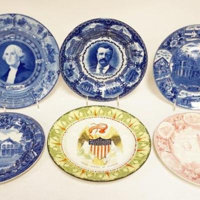 Sale Photo Thumbnail #43: 1043	GROUP OF ANTIQUE PORCELAIN TRANSFERWARE POLITICAL PLATES, PRESIDENT COOLIDGE HOME, MCKINLEY HOME, GEORGE WASHINGTON & THEODORE ROOSEVELT, ETC
