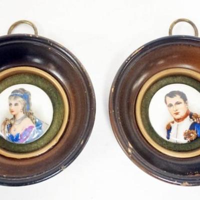 Sale Photo Thumbnail #29: 1029	FRAMED HAND PAINTED IMAGES OF NAPOLEON & JOSEPHINE, EACH APPROXIMATELY 4 1/4 IN OVERALL
