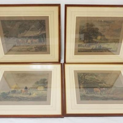 Sale Photo Thumbnail #225: 1226	D. WOLSTENHOME 4 SEASONS FRAMED ENGRAVINGS, EACH APPROXIMATELY 17 IN X 15 IN OVERALL
