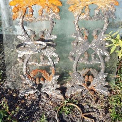 Sale Photo Thumbnail #244: 1245	PAIR OF CAST METAL ARCHITECTUAL PIECES WITH BRACKETS, 1 BRACKET OFF, APPROXIMATELY 12 IN X 10 IN X 30 IN H
