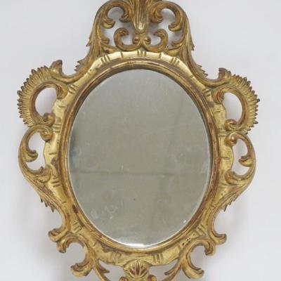 Sale Photo Thumbnail #21: 1021	FRENCH GILT WOOD HANGING MIRROR, APPROXIMATELY 19 IN HIGH X 12 IN WIDE

