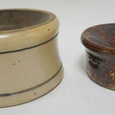 Sale Photo Thumbnail #70: 1070	STONEWARE & BENNINGTON GLAZED SPITTOONS, LARGEST APPROXIMATELY 9 IN X 5 IN HIGH

