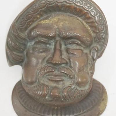 Sale Photo Thumbnail #11: 1011	LARGE CAST BRASS HENRY VIII DOOR KNOCKER, MARKED GREAT BRITTAIN ON BACK, APPROXIMATELY 5 IN X 8 IN
