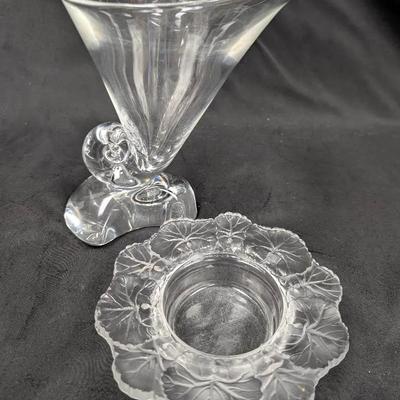 Lalique "Honfluer" Dish & Steuben Cornucopia Vase
