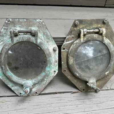 Pair Of Antique Brass Nautical Porthole