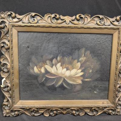 Antique Oil Painting On Canvas...Water Lilies