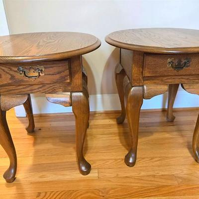 Vintage Null Furniture Oak Side Tables Pair