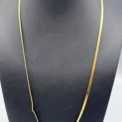 18k Yellow Gold Herringbone Necklace 24”