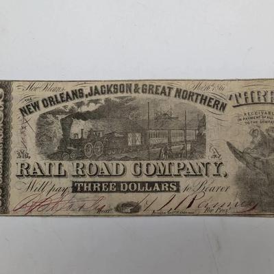 1861 $3 Railroad Company Note
