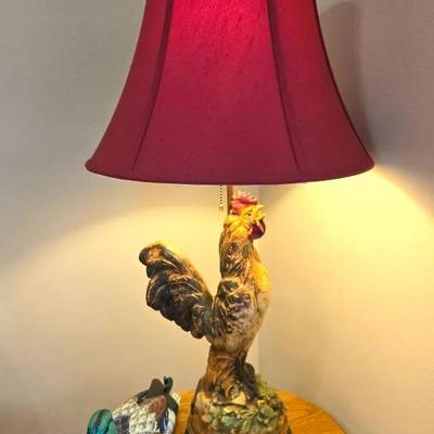 Vintage Rooster Lamp & Handmade Mallard Duck