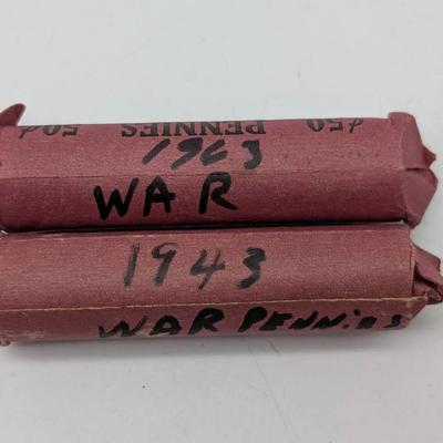 2 Rolls Of 1943steel Wartime Pennies