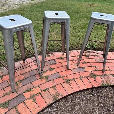 3 Metal Industrial Bar Stools