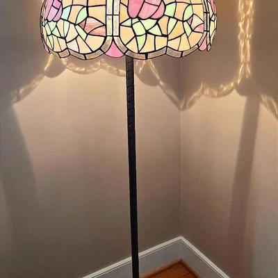 Tiffany Style Stained Glass Floor Lamp Hummingbirds
