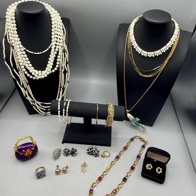 Beads, Gold And Art Deco Costume Jewelry Lot 