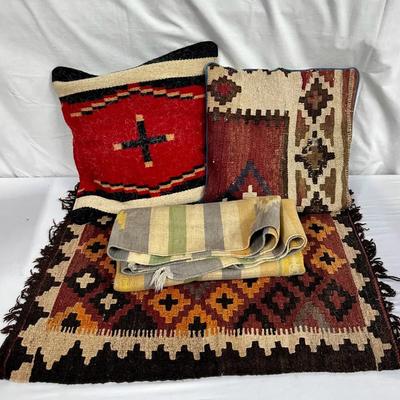 100% Wool Kilim Rugs, Navajo Hand Woven Pillow + More! 