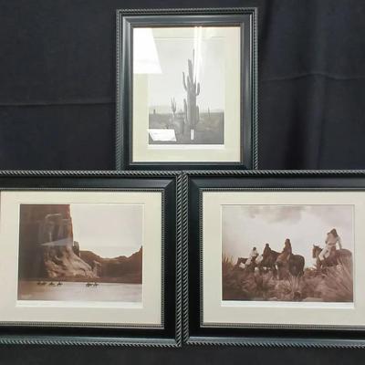 Trio Of Edward S. Curtis Native American Framed Lithographs