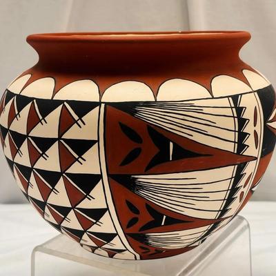Acoma Pueblo Polychrome Pottery Bowl by Dolores Lewis Garcia