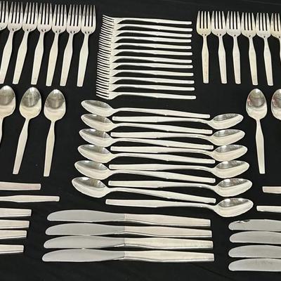76-pc Set Oneida “Troronado” Flatware Set / Sleek Mid-Century Modern