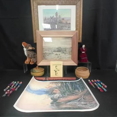 Collection of Southwestern & Native-Inspired Art, Pottery, and Folk Items