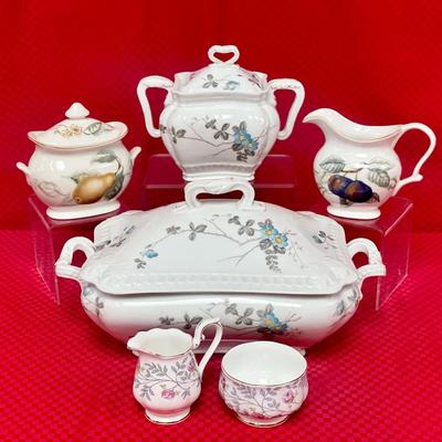 Antique Leonard Porcelain Tureen w/Matching Sugar & More 