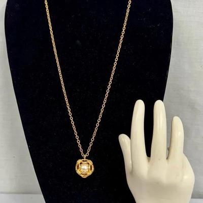 Joan Rivers Clock Lock Leather Charm Bracelet & Caged Faux Pearl Necklace 