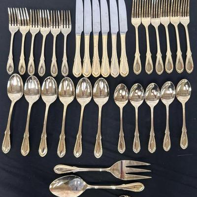 33-pc Set Farberware “Breeze-Gold” Flatware