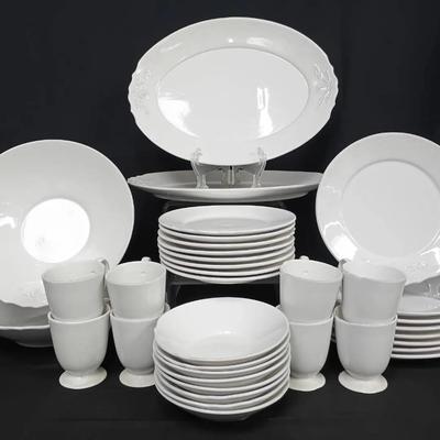"The Cellar" 36pc Large White Stoneware Dinnerware Set