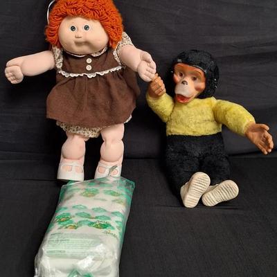 Vintage Zippy the Monkey Plush Doll And Vintage Cabbage Patch Doll