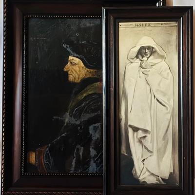 Classic Framed Art Pair: Sargent's "Hosea" and a 1964 Old Master-Style Portrait