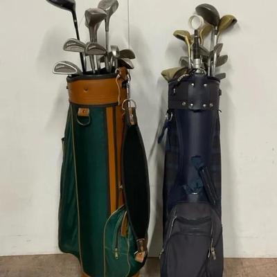 Vintage Golf Bags W/ Golf Clubs 