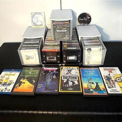 Lot of CDs, DVDs, and Media Storage Boxes