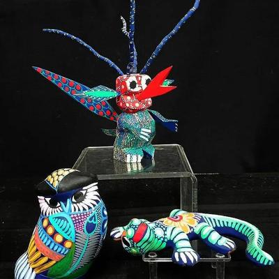 Collection of 3 Mexican Alebrijes, Oaxaca
