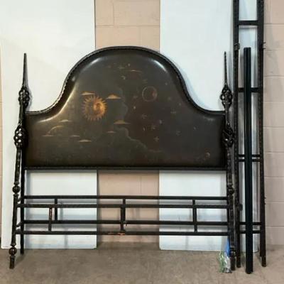 Rare Vintage Wrought Iron Headboard/Footboard W/ Rails