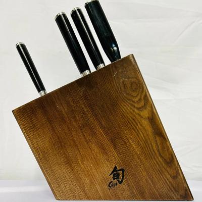 Shun Classic 5-Piece Knife Set – Chef’s, Santoku, Paring, Honing Steel & Block
